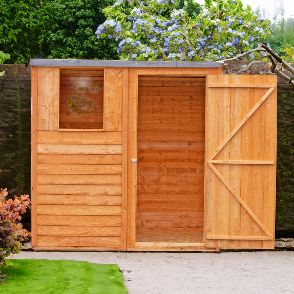 Shire 6x4 Dip Treated Overlap Pent Garden Shed with Single Door