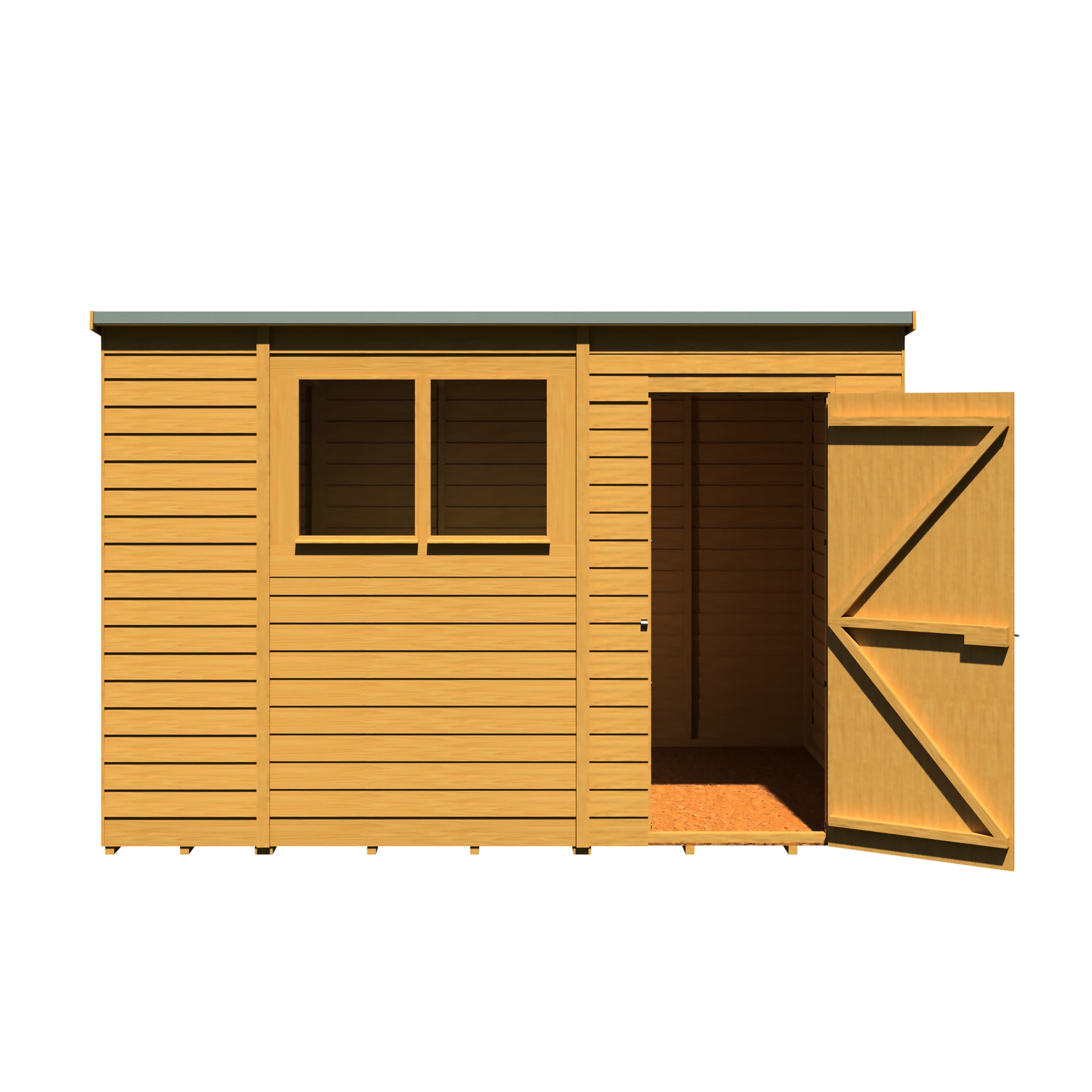 Shire 10x6 Pressure Treated Overlap Pent Garden Shed with Single Door