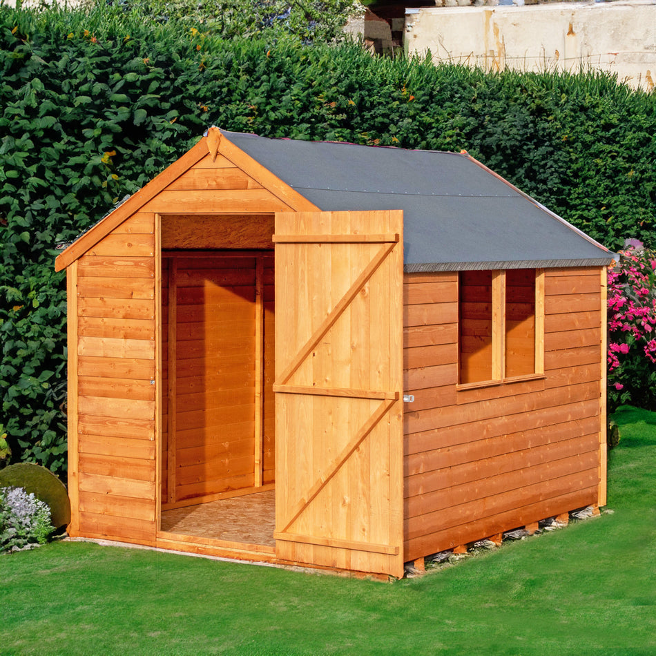 Shire 8x6 Overlap Single Door Value Garden Shed with Double Window