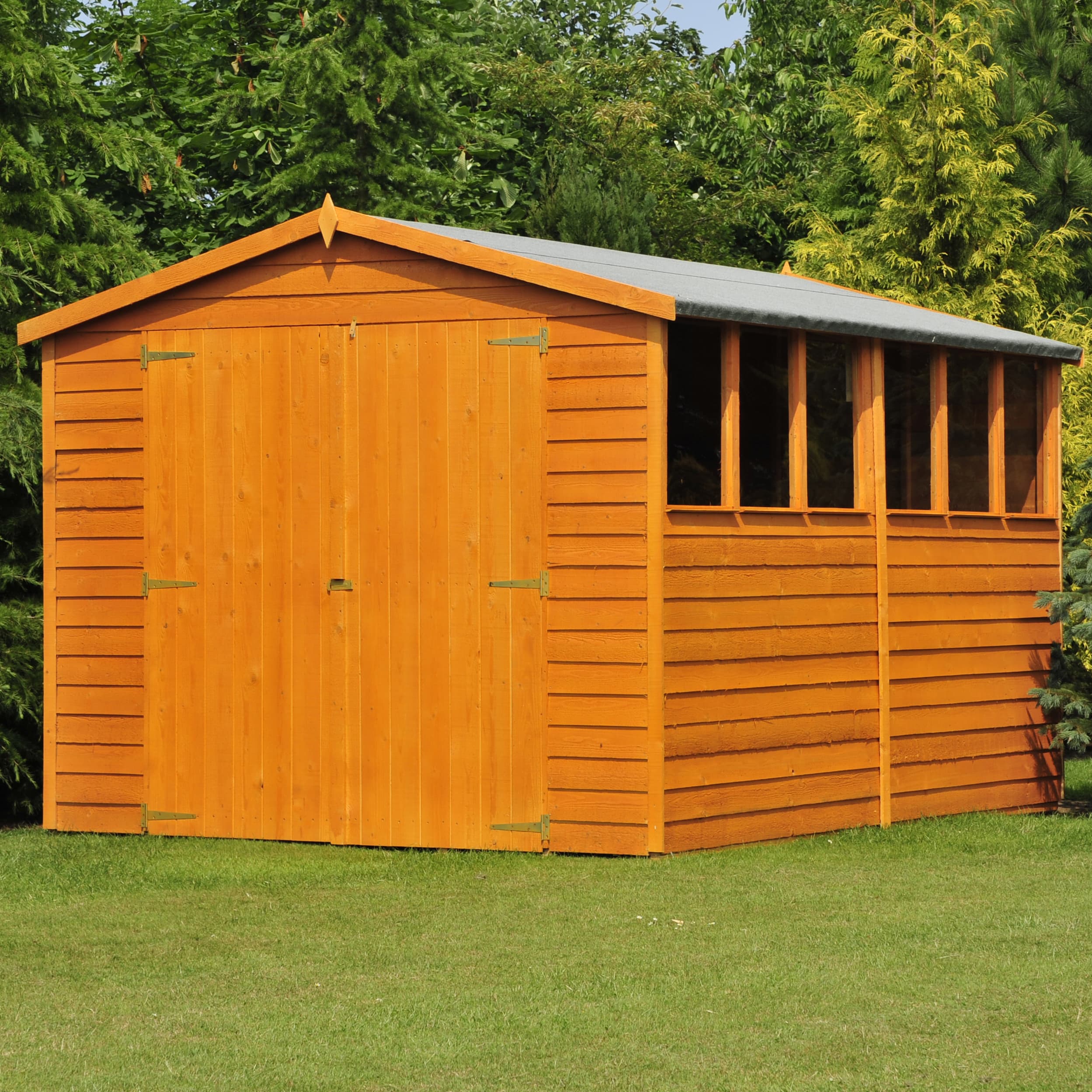 Shire 12x6 Pressure Treated Overlap Apex Garden Shed with Double Doors