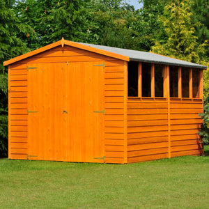 Shire 12x6 Pressure Treated Overlap Apex Garden Shed with Double Doors