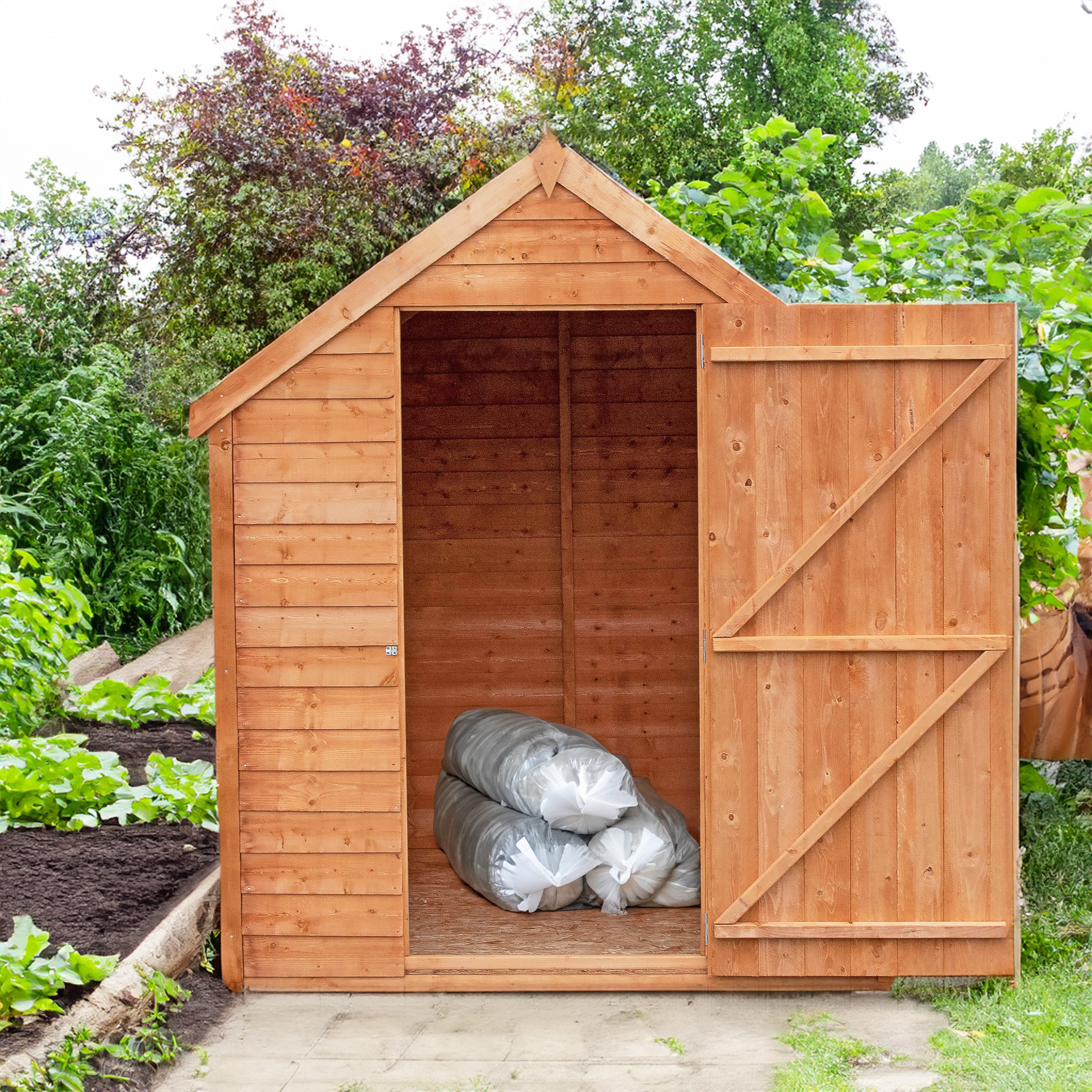 Shire 7x5 Overlap Single Door Value Garden Shed with Double Window