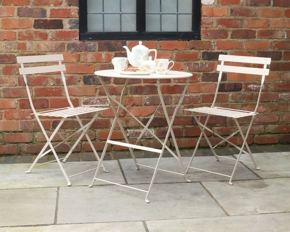 Padstow 2 Seater Metal Garden Bistro Set with 60cm Table - Champagne Colour