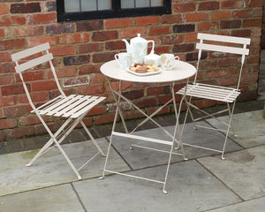 Padstow 2 Seater Metal Garden Bistro Set with 60cm Table - Champagne Colour