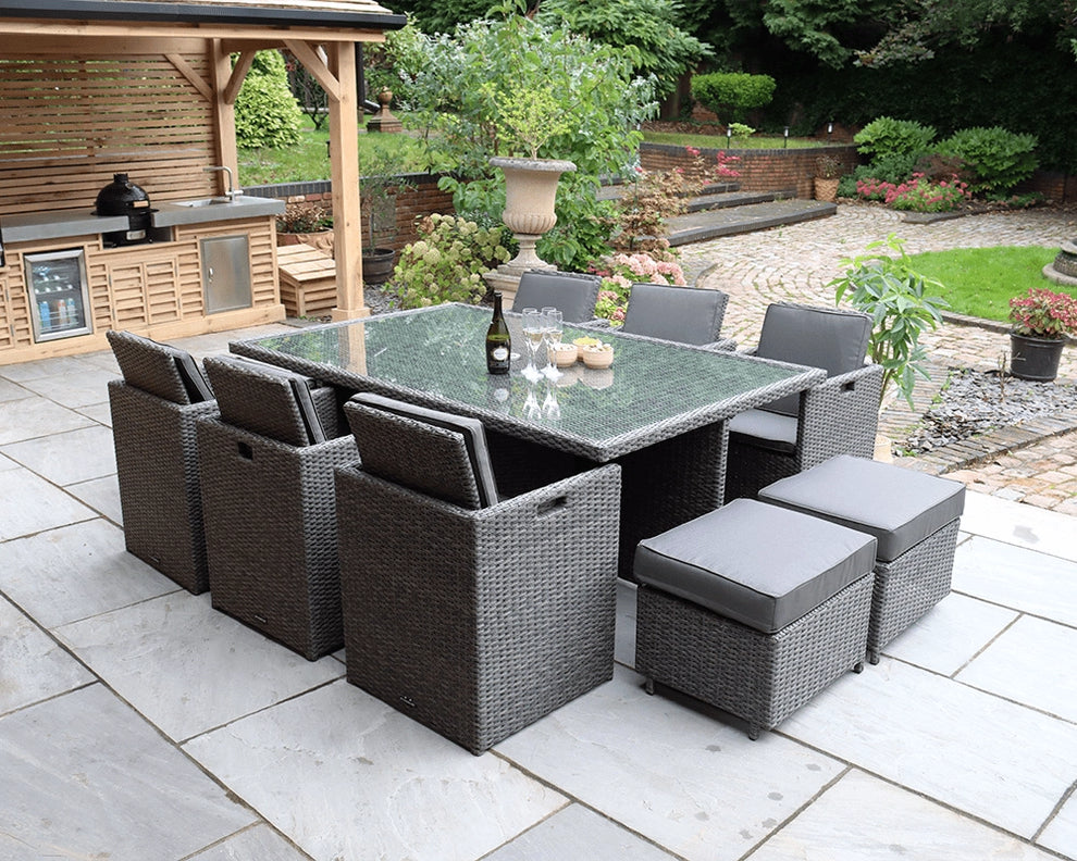 Paris 10 Seater Rattan Garden Dining Cube Set