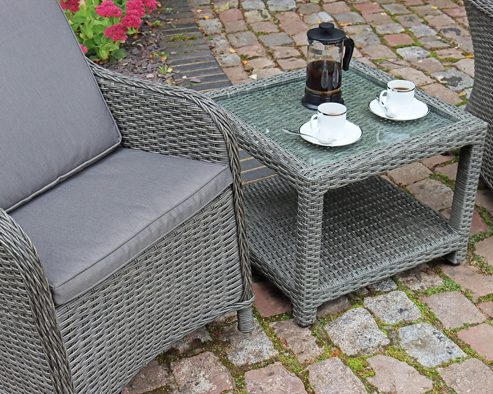 Paris  2 Seater Rattan Imperial Garden Bistro Set with Table - Grey