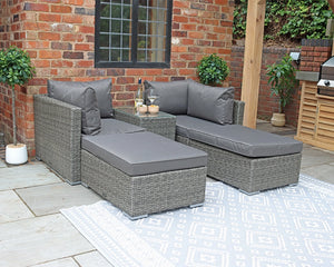 Paris 4 Seater Garden Lounge Relaxer Set with Ottoman Seat & Side Table