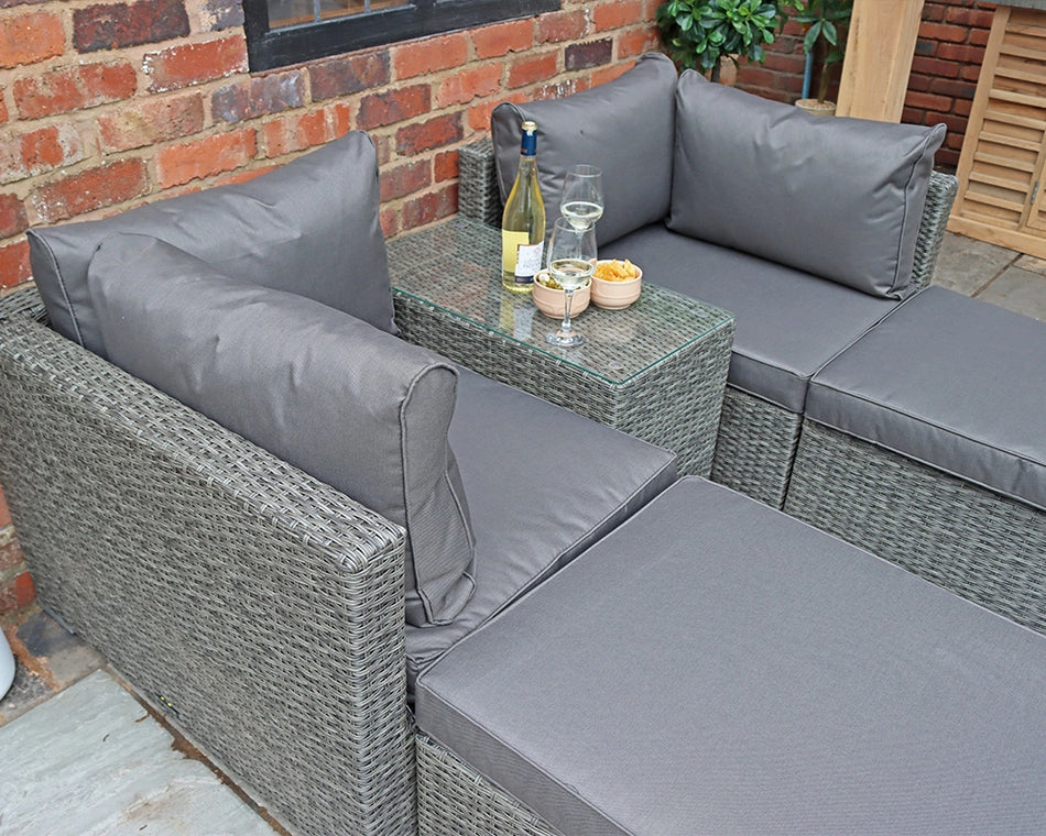 Paris 4 Seater Garden Lounge Relaxer Set with Ottoman Seat & Side Table