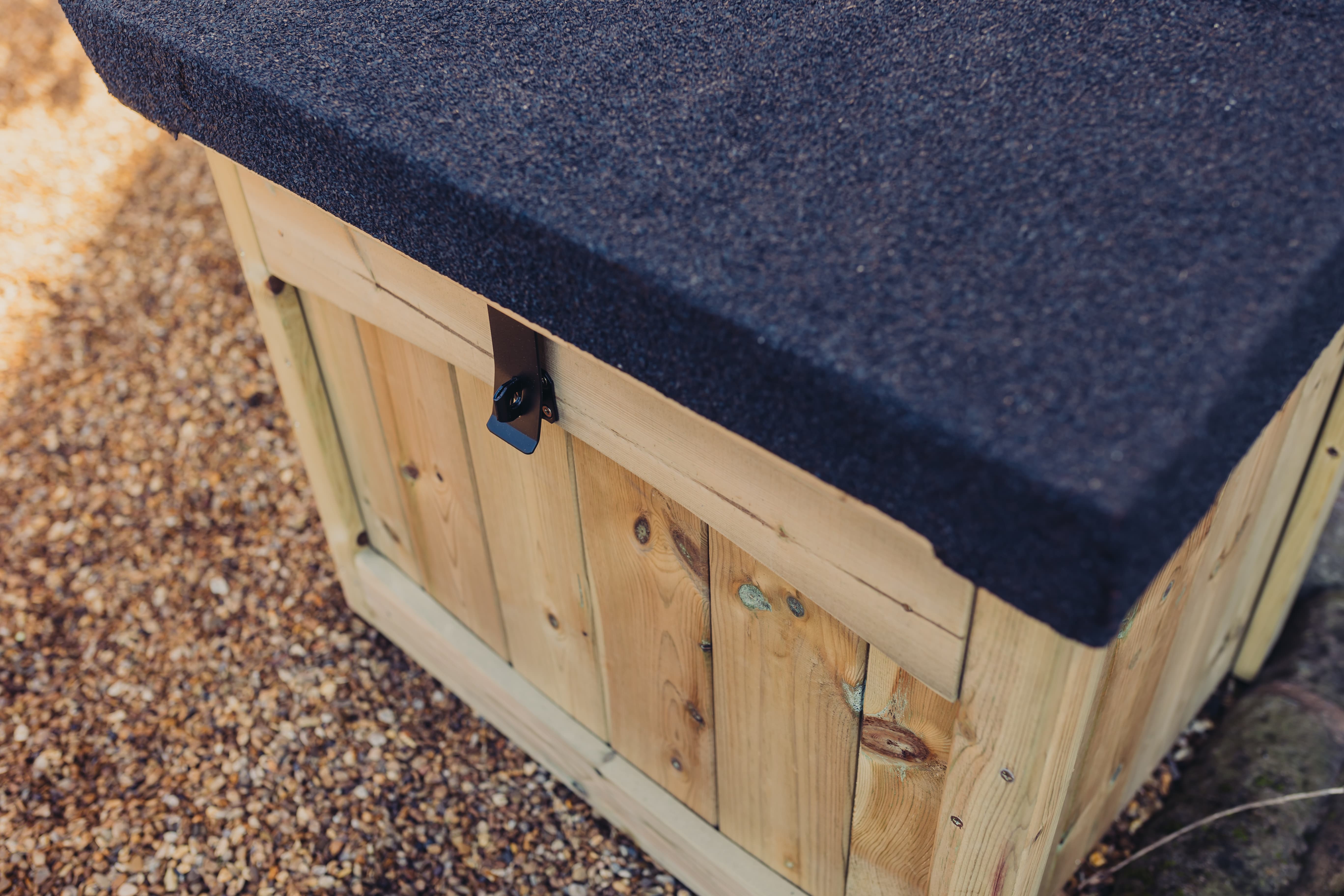 Wooden Parcel & Deliveries Box with Felted Roof & Lock Latch