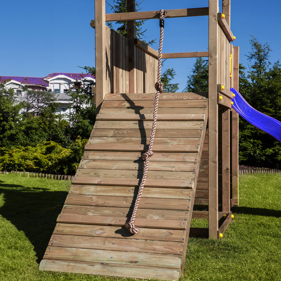 Shire Adventure Peaks Wooden Fortress Garden Play Tower with Slide & Climbing Walls