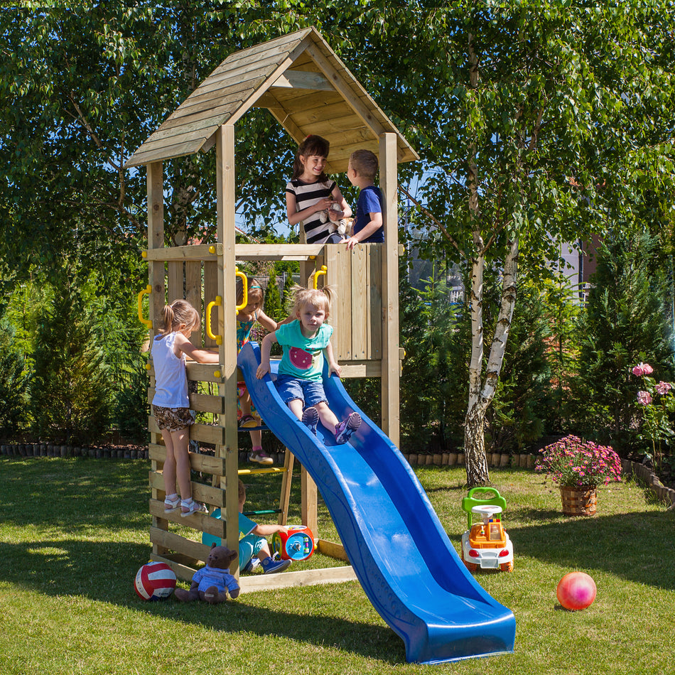 Shire Adventure Peaks Wooden Fortress Garden Play Tower with Slide
