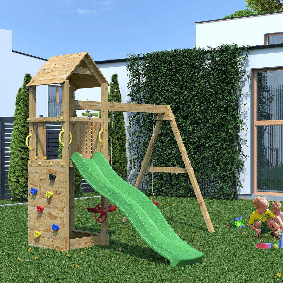 Shire Sky High Hideout Climbing Wall with Double Swing & Slide