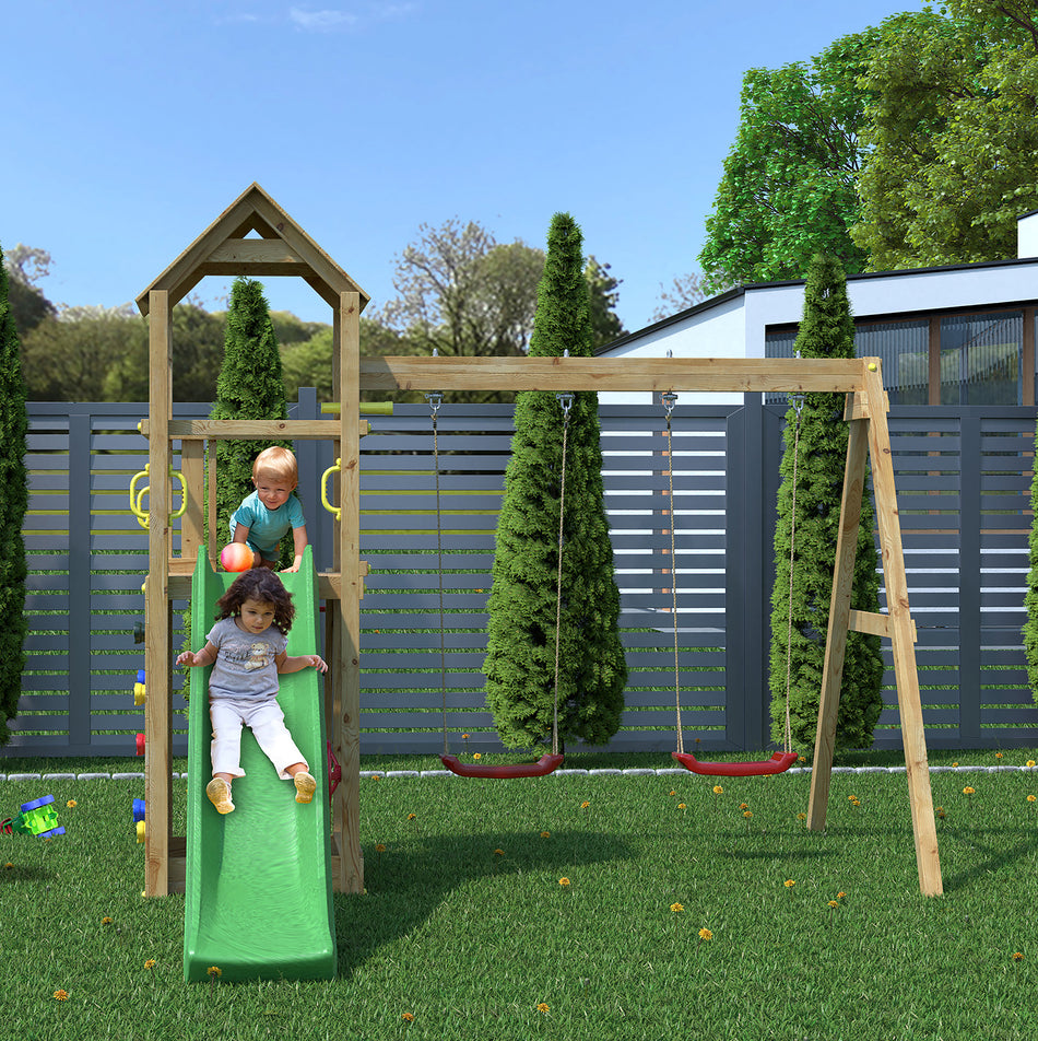 Shire Sky High Hideout Climbing Wall with Double Swing & Slide