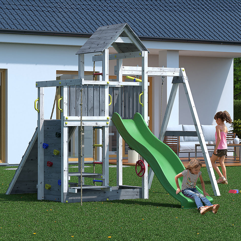 Shire Activer Grey & White Climbing Wall with Swing & Slide