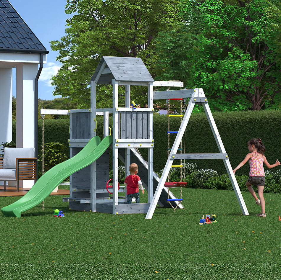 Shire Activer Grey & White Climbing Wall with Swing & Slide