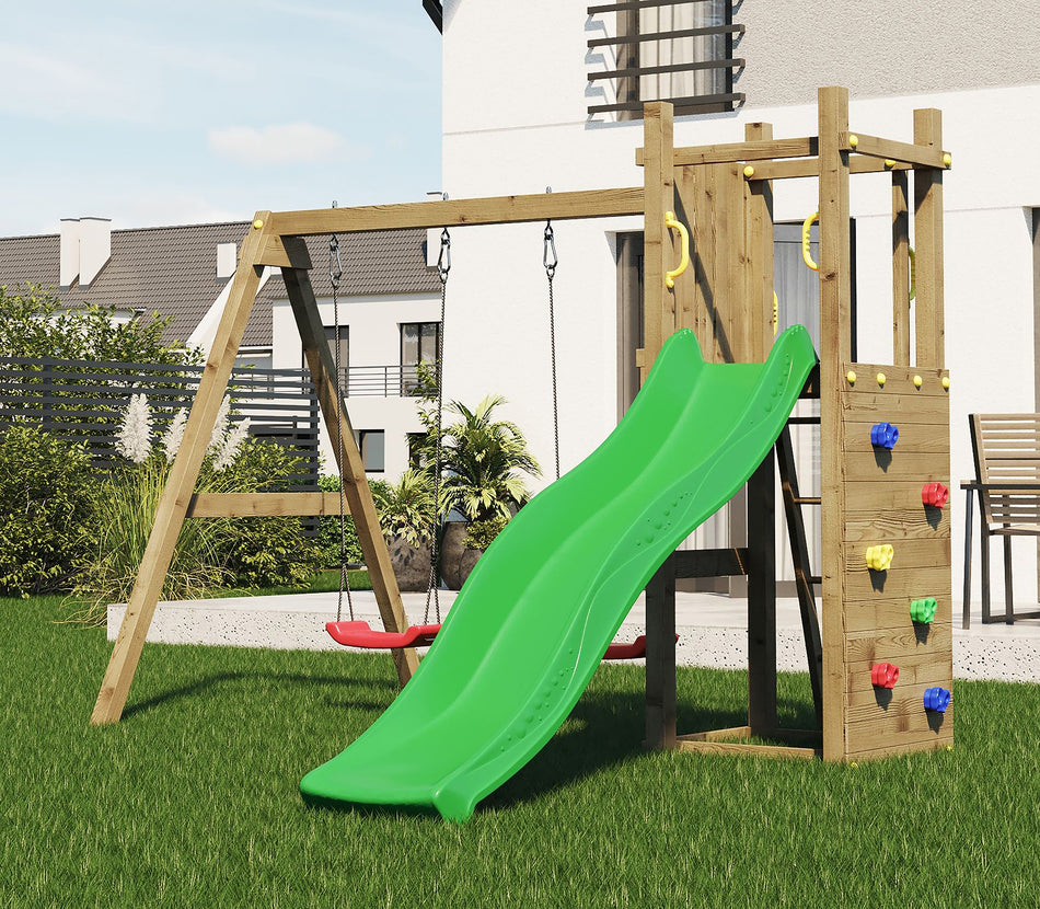 Shire Rumble Ridge Rock Climbing Wall with Double Swing & Slide