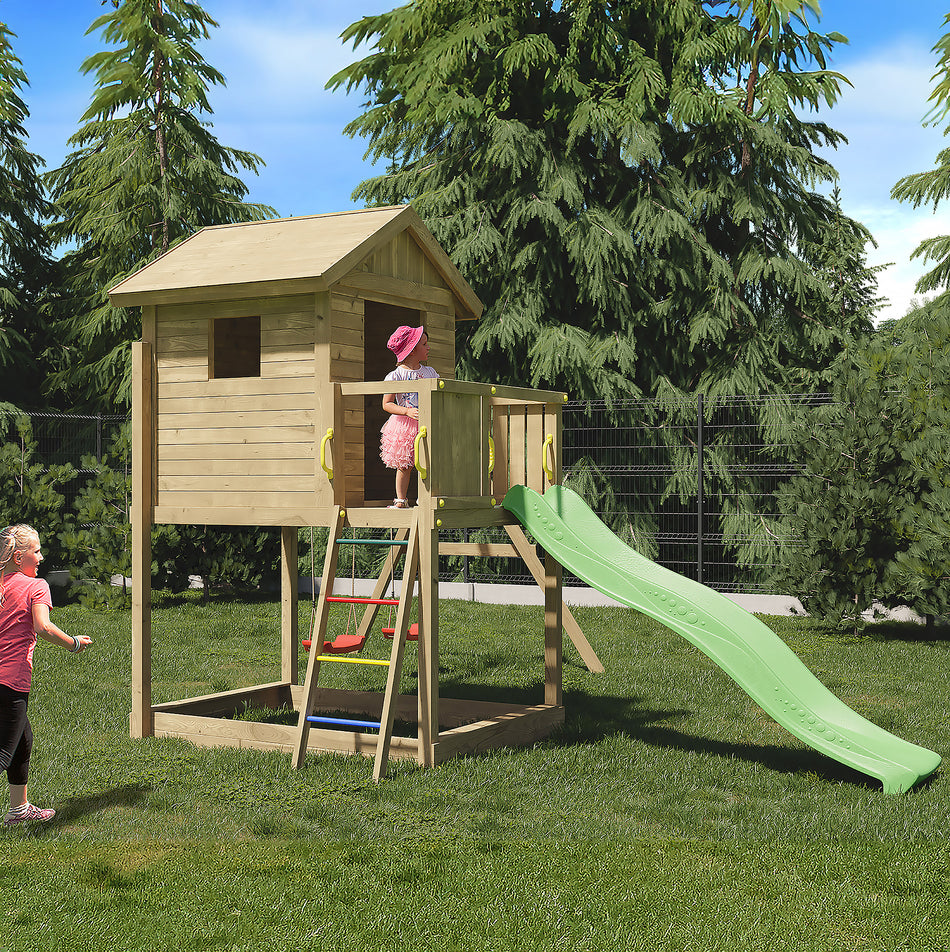 Shire Galaxy Playfort with Treehouse, Double Swings & Slide