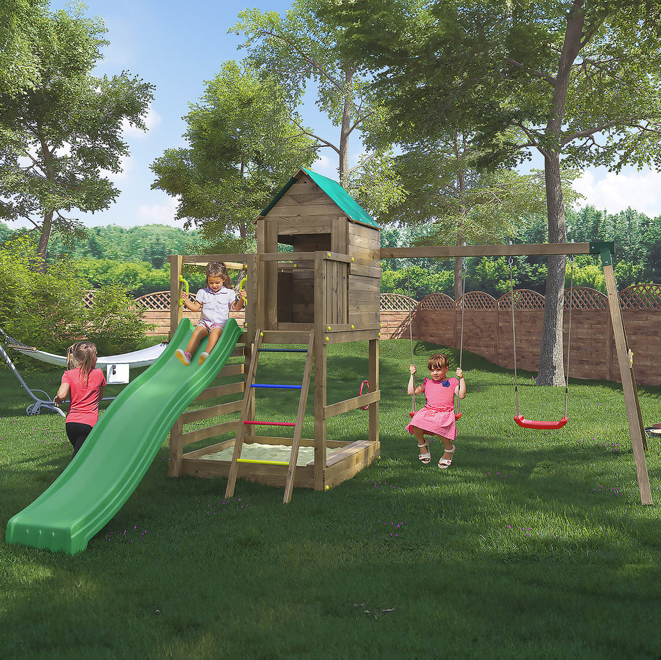 Shire Jarcas Treehouse Playfort with Double Swings & Slide