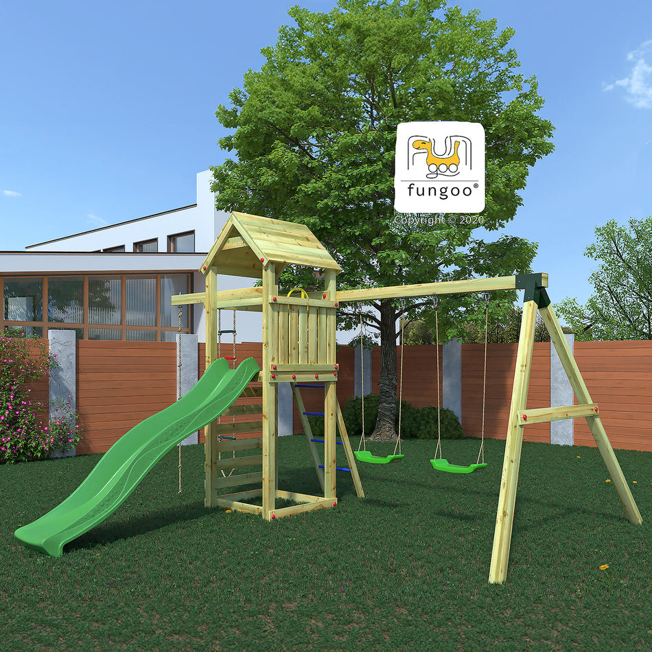Shire Gaia Treehouse Playfort with Double Swings & Slide