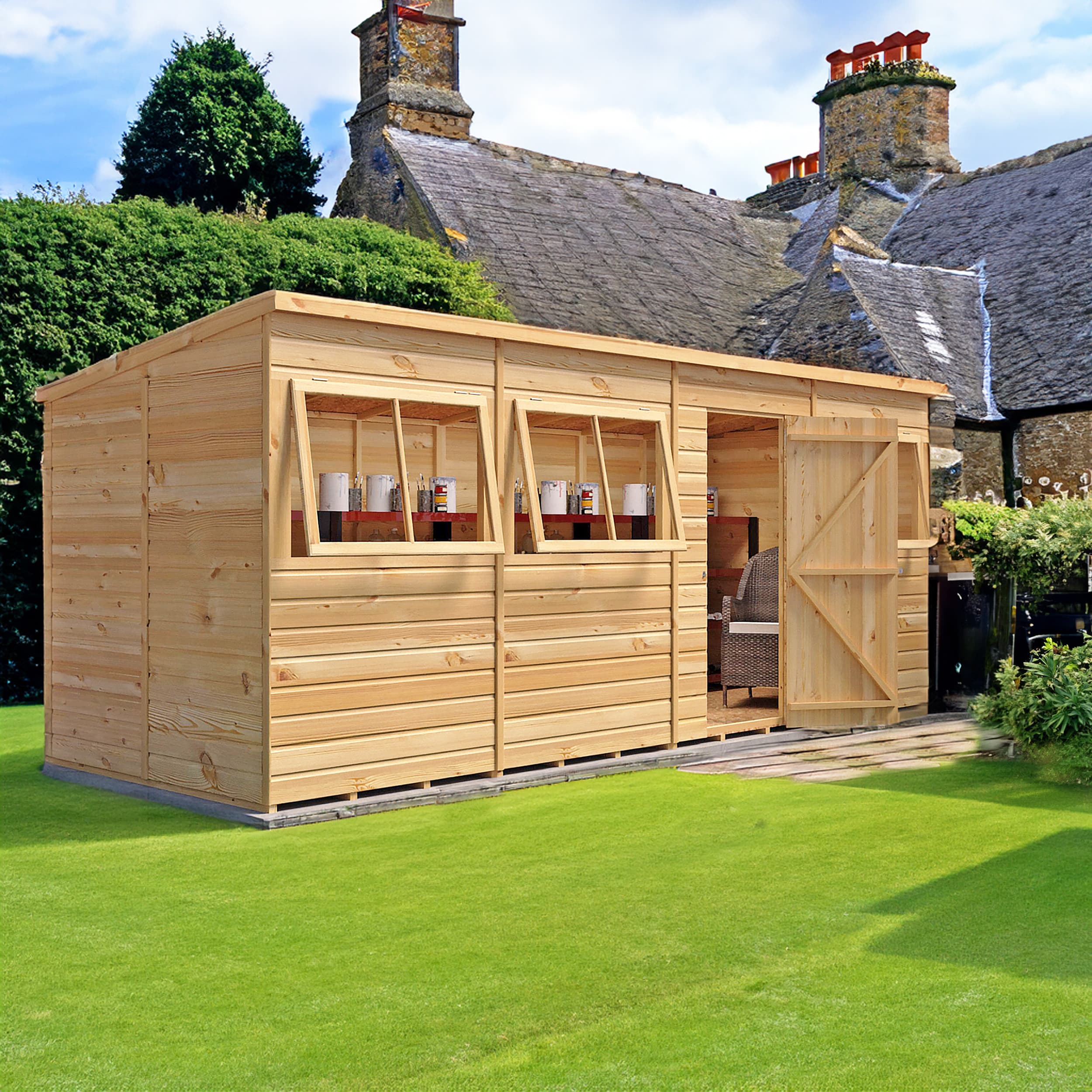 Shire Large 16x6 Shiplap Pent Wooden Garden Shed