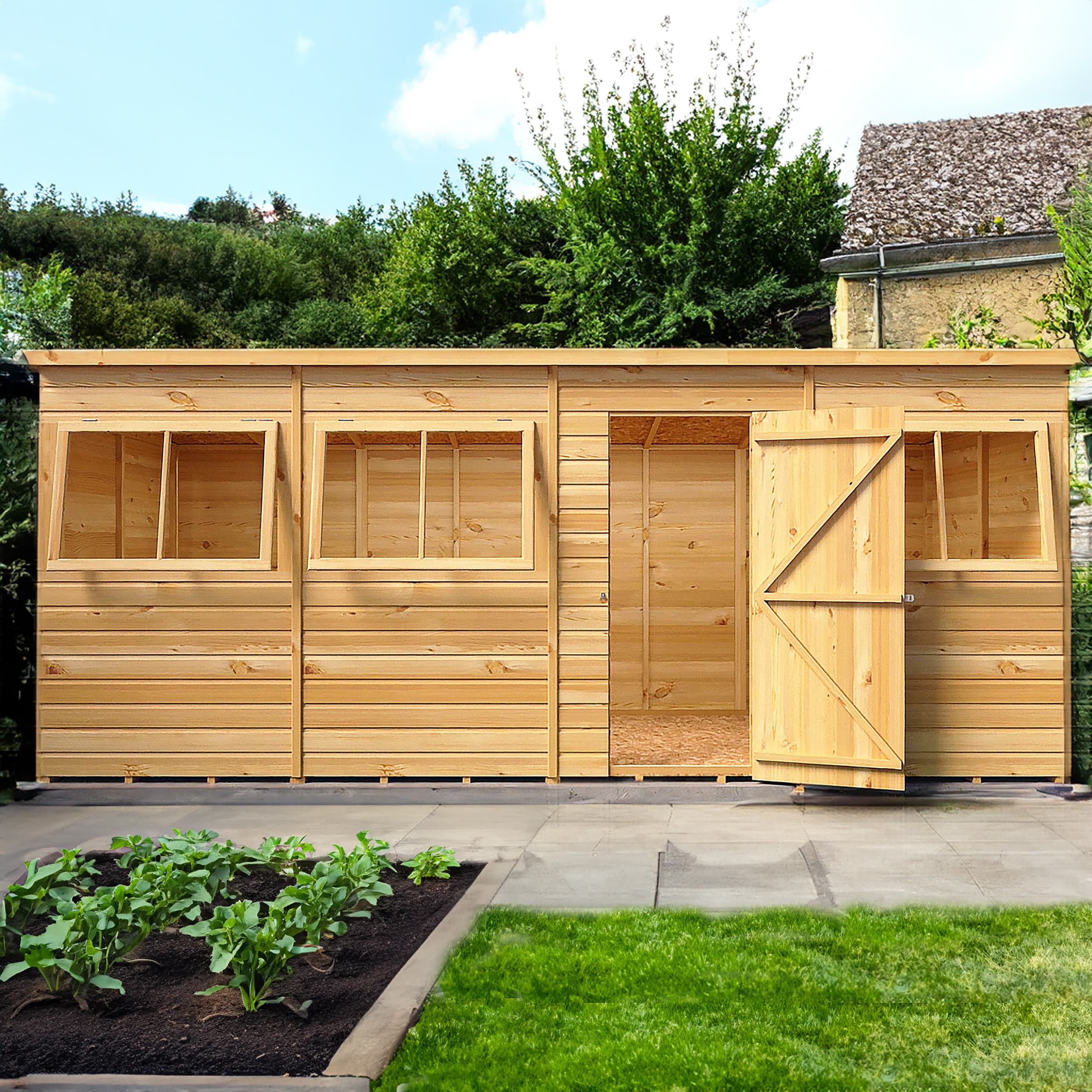 Shire Large 16x6 Shiplap Pent Wooden Garden Shed