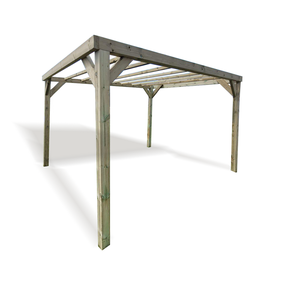 Chunky Wooden Garden Pergola & Gazebo - 3M X 3M