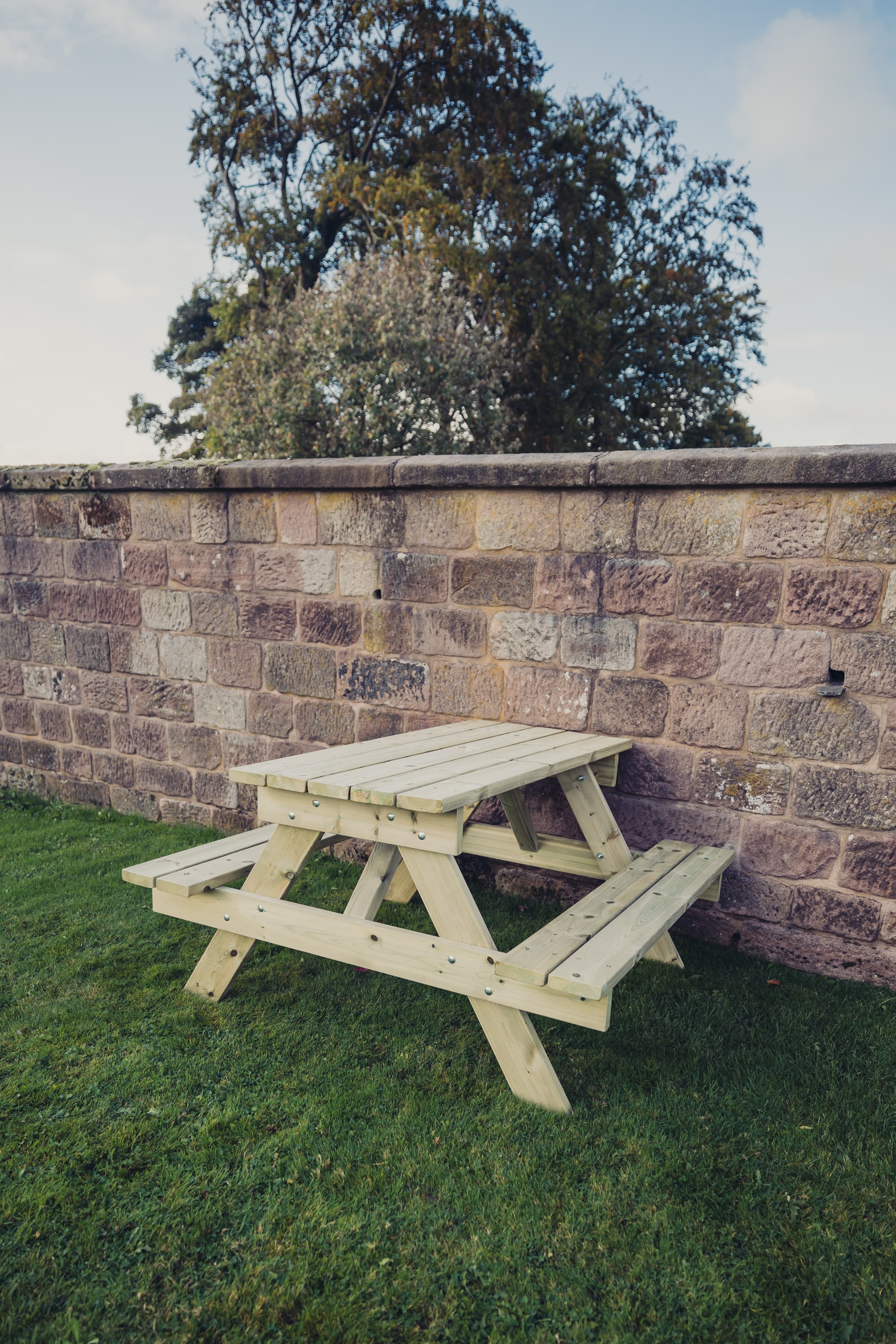 Traditional Chunky Wooden 139cm Picnic Table - Churnet Valley