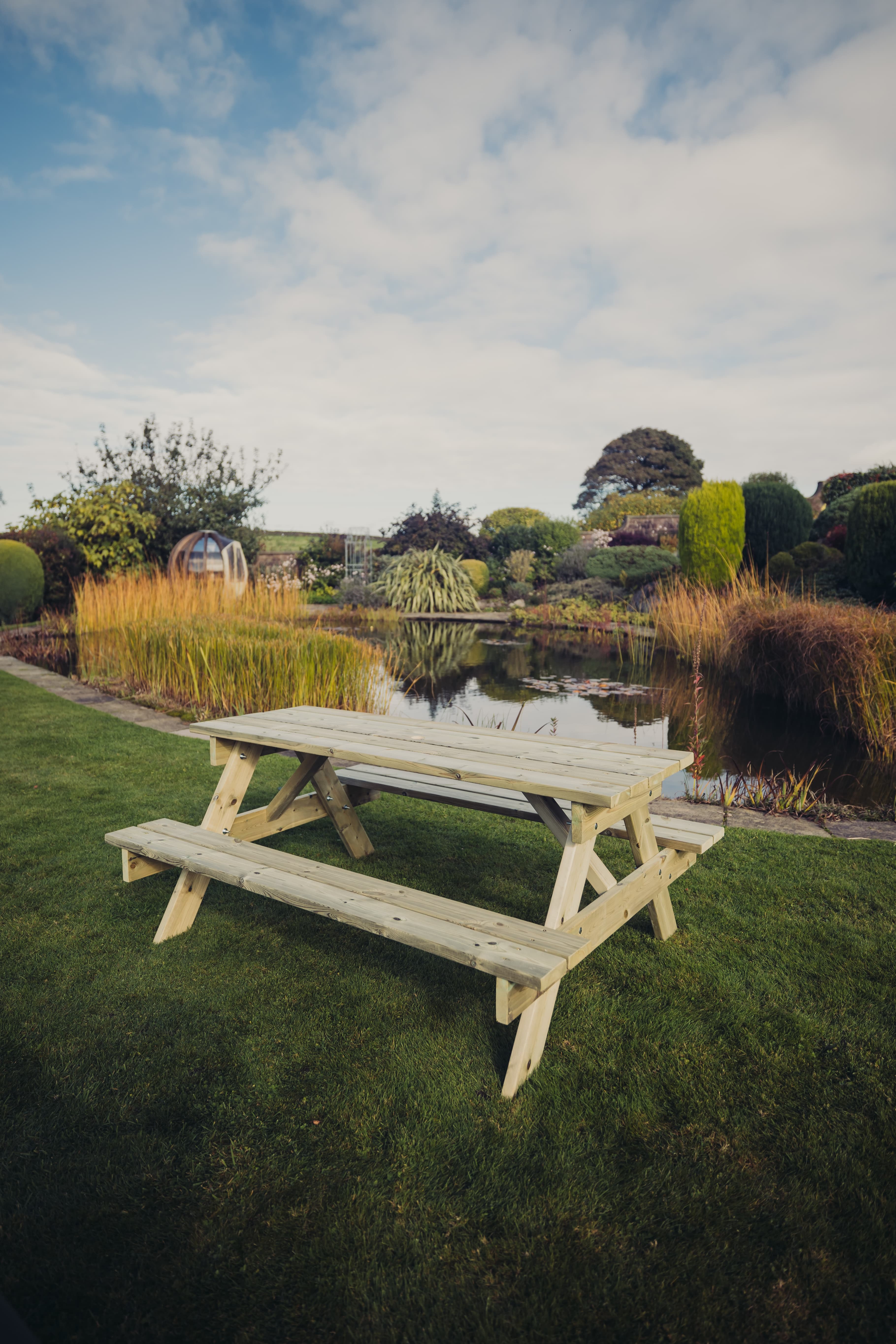 Traditional Large Chunky Wooden 179cm Picnic Table - Churnet Valley