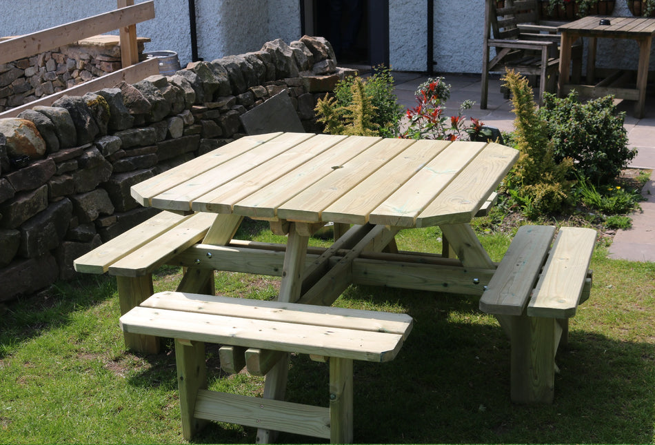 Westwood Chunky Wooden Square Picnic Table - Churnet Valley