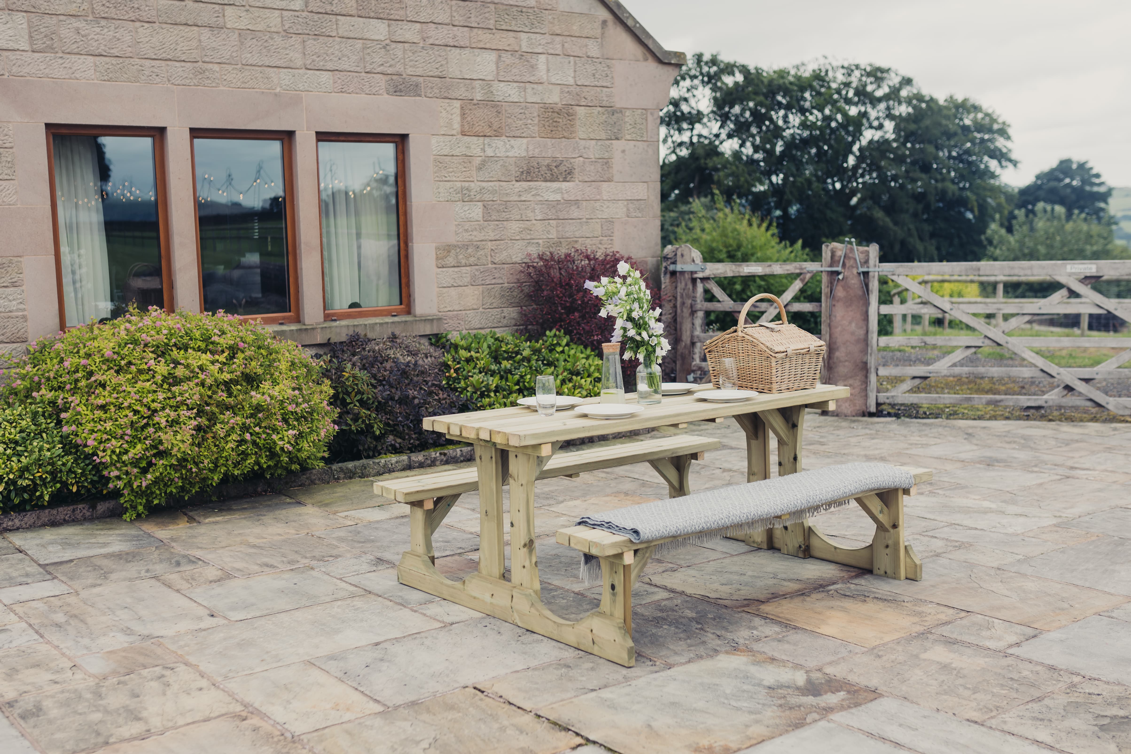 Lunar Chunky Wooden Picnic Table 150cm Length - Churnet Valley