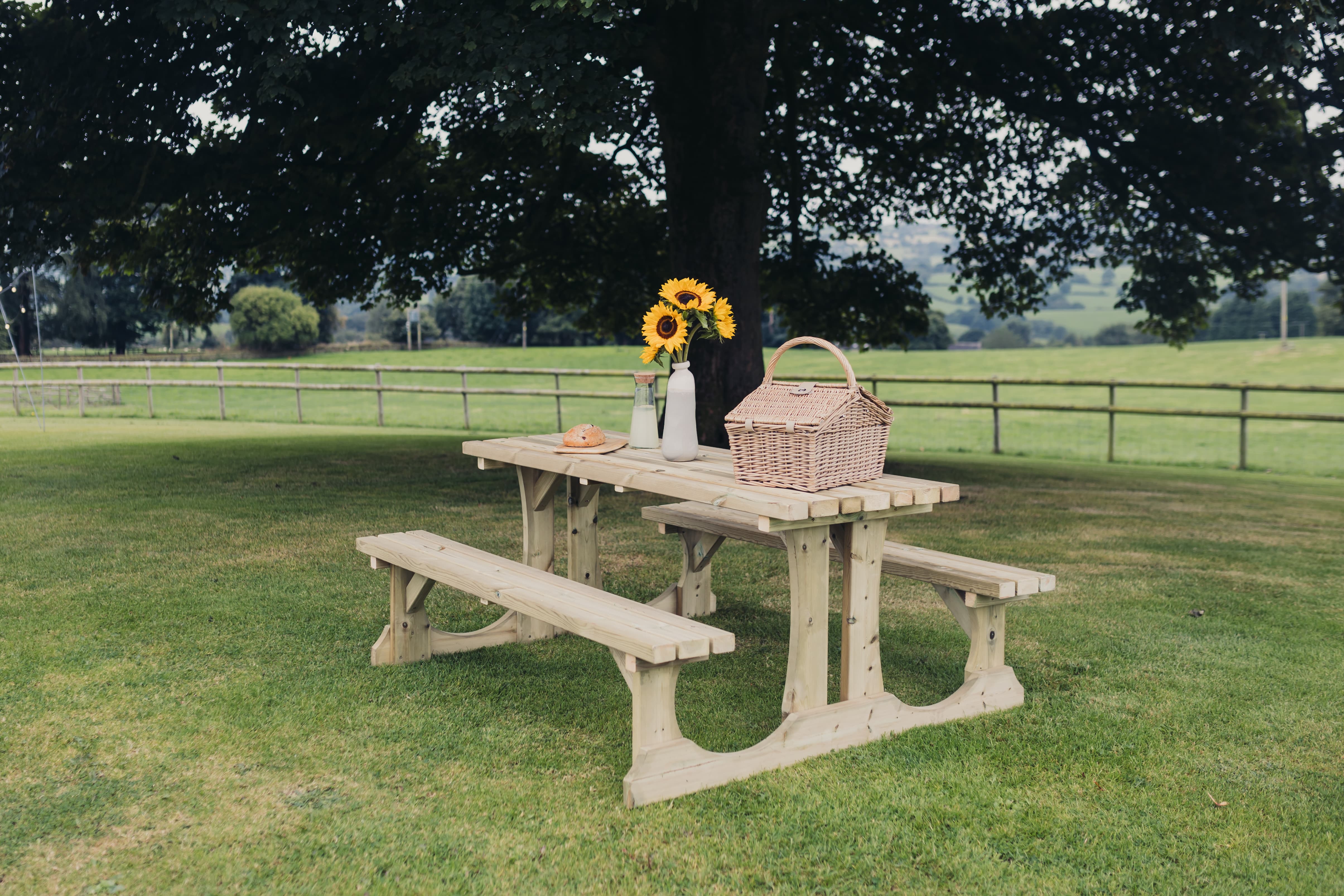 Lunar Chunky Wooden Picnic Table 150cm Length - Churnet Valley