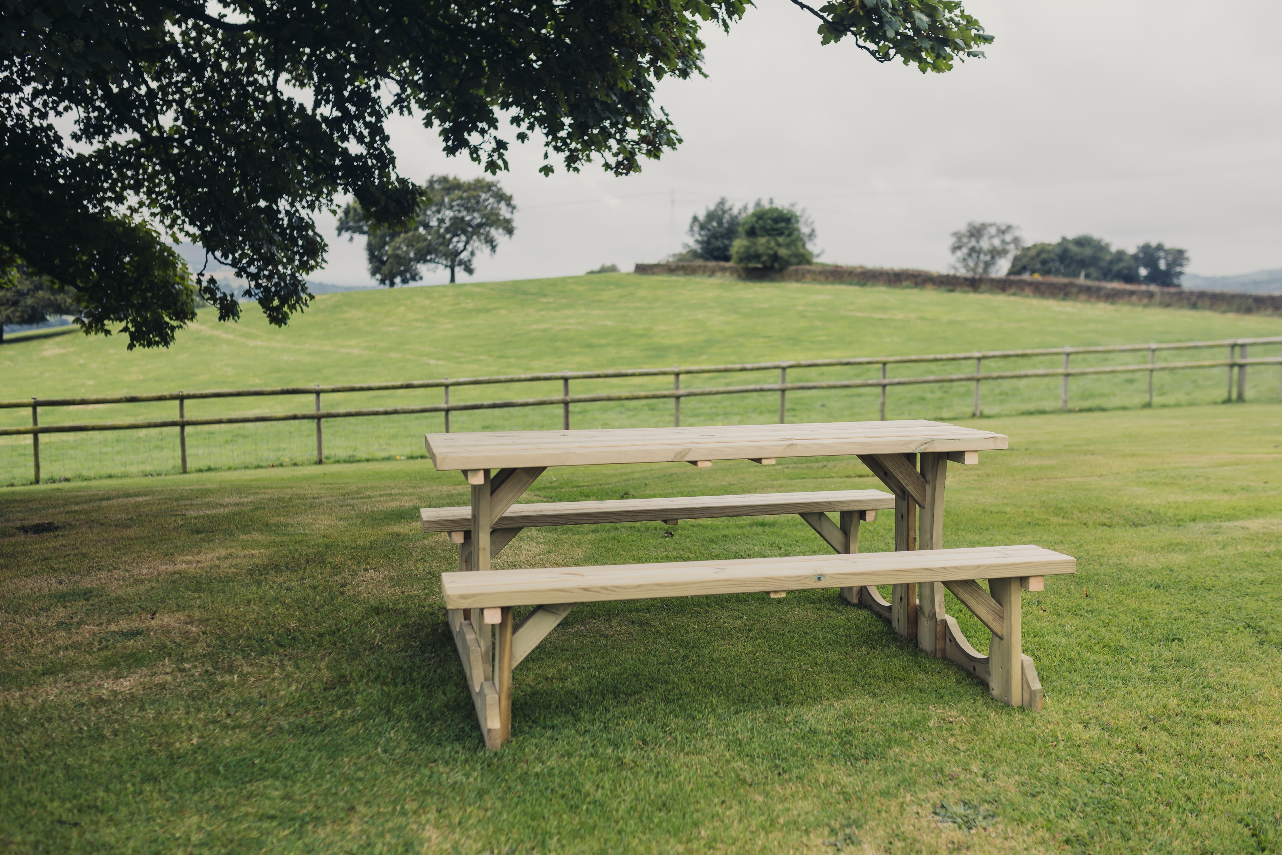 Lunar Large Chunky Wooden Picnic Table 180cm Length - Churnet Valley