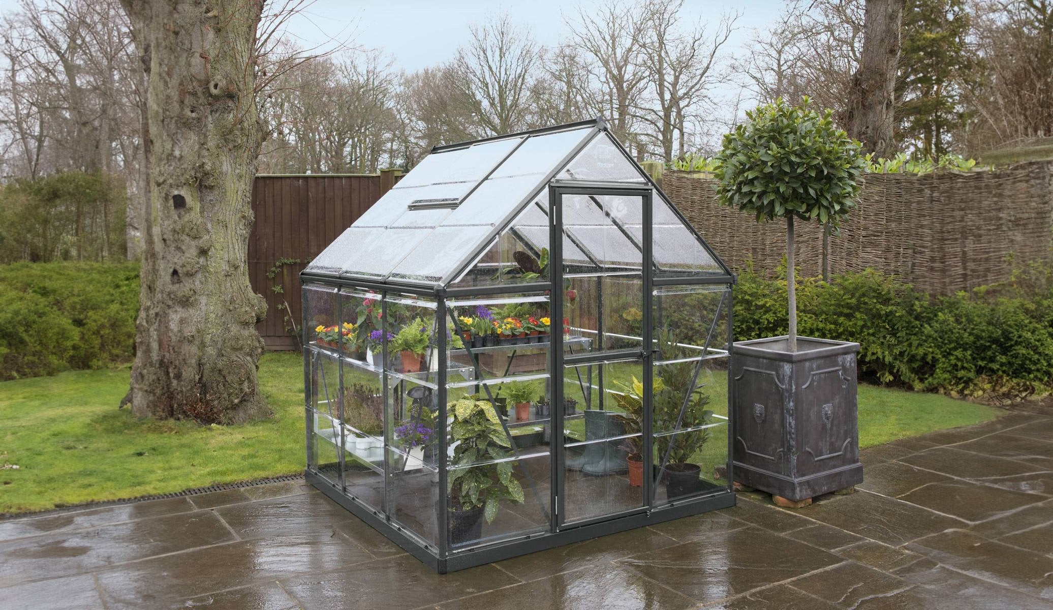 Harmony Aluminium Frame 6ft x 6ft Grey Polycarbonate Greenhouse - Canopia by Palram