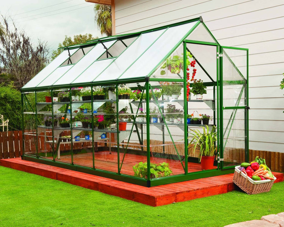 Hybrid Aluminium Frame 6ft x 12ft Green Polycarbonate Greenhouse - Canopia by Palram
