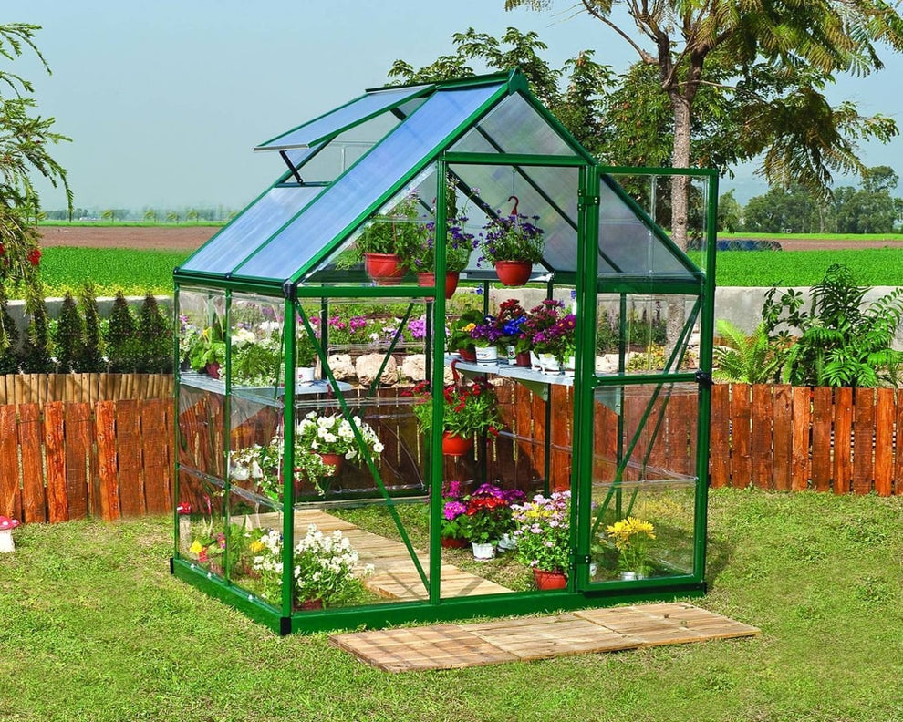 Small garden greenhouse setup