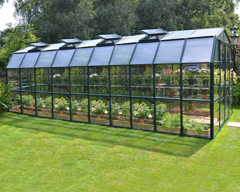 Grand Gardener Resin Frame 8ft x 20ft Polycarbonate Greenhouse - Canopia by Palram