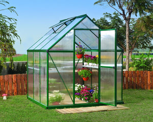 Harmony Aluminium Frame 6ft x 6ft Green Polycarbonate Greenhouse - Canopia by Palram