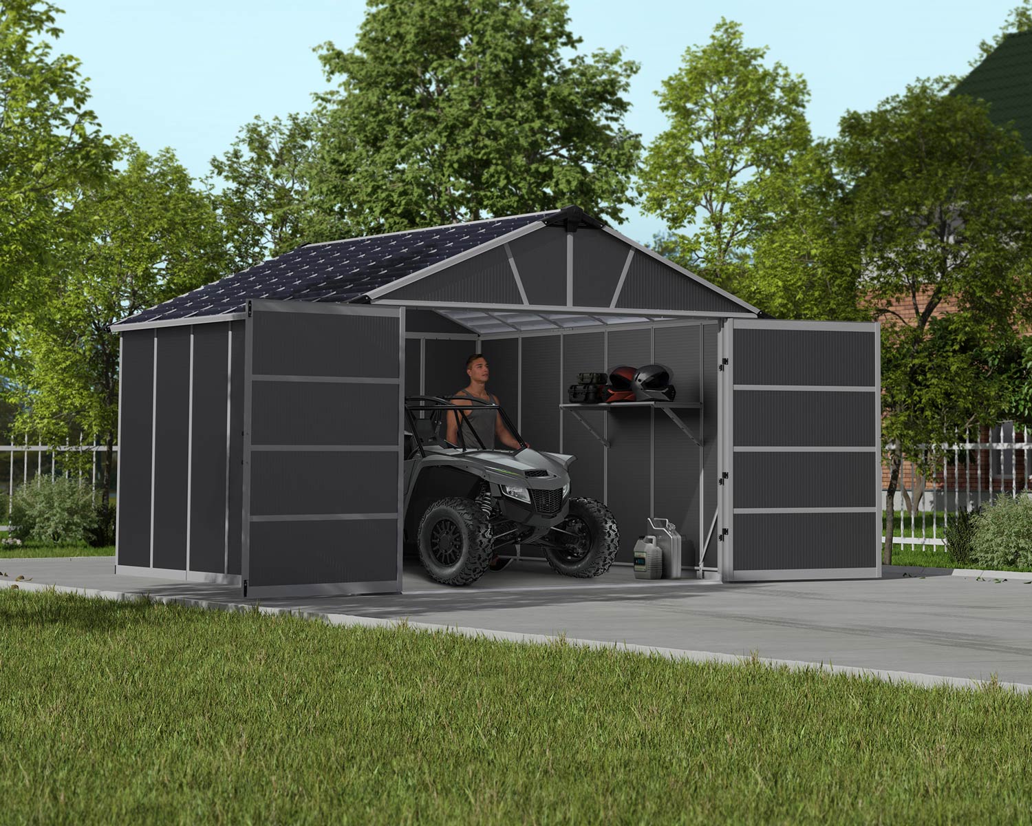 Yukon 11 x 13 Dark Grey Plastic Garden Apex Shed - Canopia by Palram