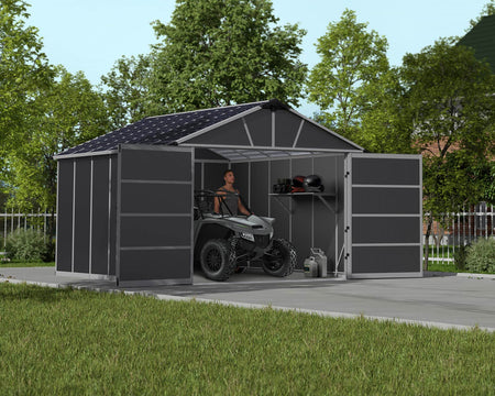 Yukon 11 x 13 Dark Grey Plastic Garden Apex Shed - Canopia by Palram