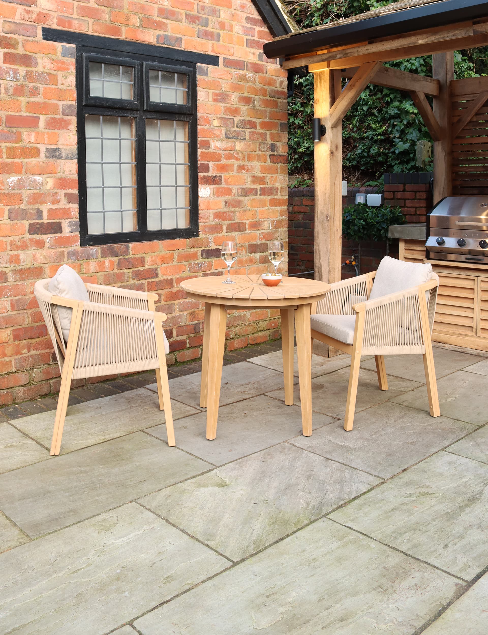 Roma 80cm Round Sunray Bistro Garden Set with Table & 2 Roma Dining Chairs