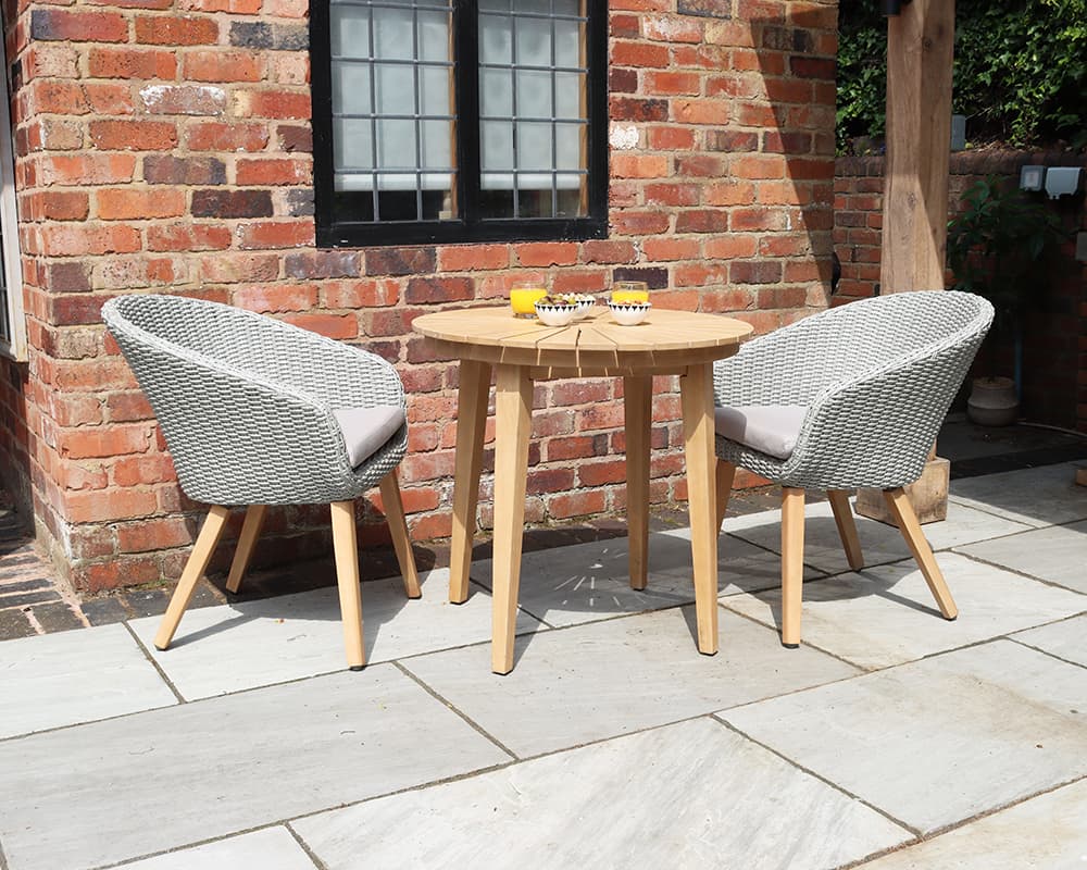 Roma 80cm Round Sunray Garden Bistro Set with Table & 2 Sol Dining Chairs