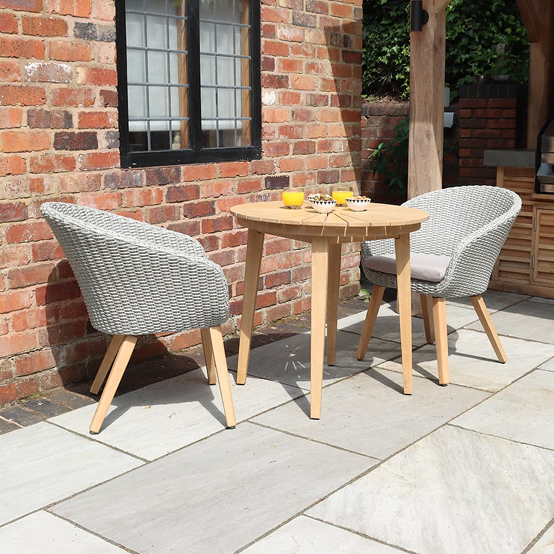 Roma 80cm Round Sunray Garden Bistro Set with Table & 2 Sol Dining ...