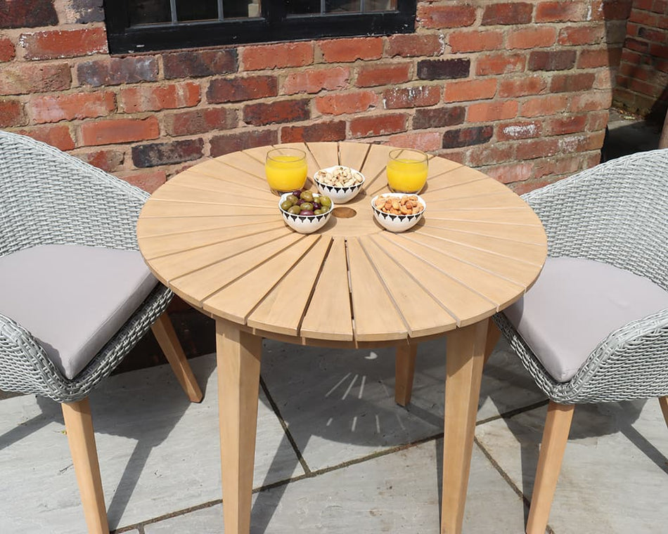 Roma 80cm Round Sunray Garden Bistro Set with Table & 2 Sol Dining ...