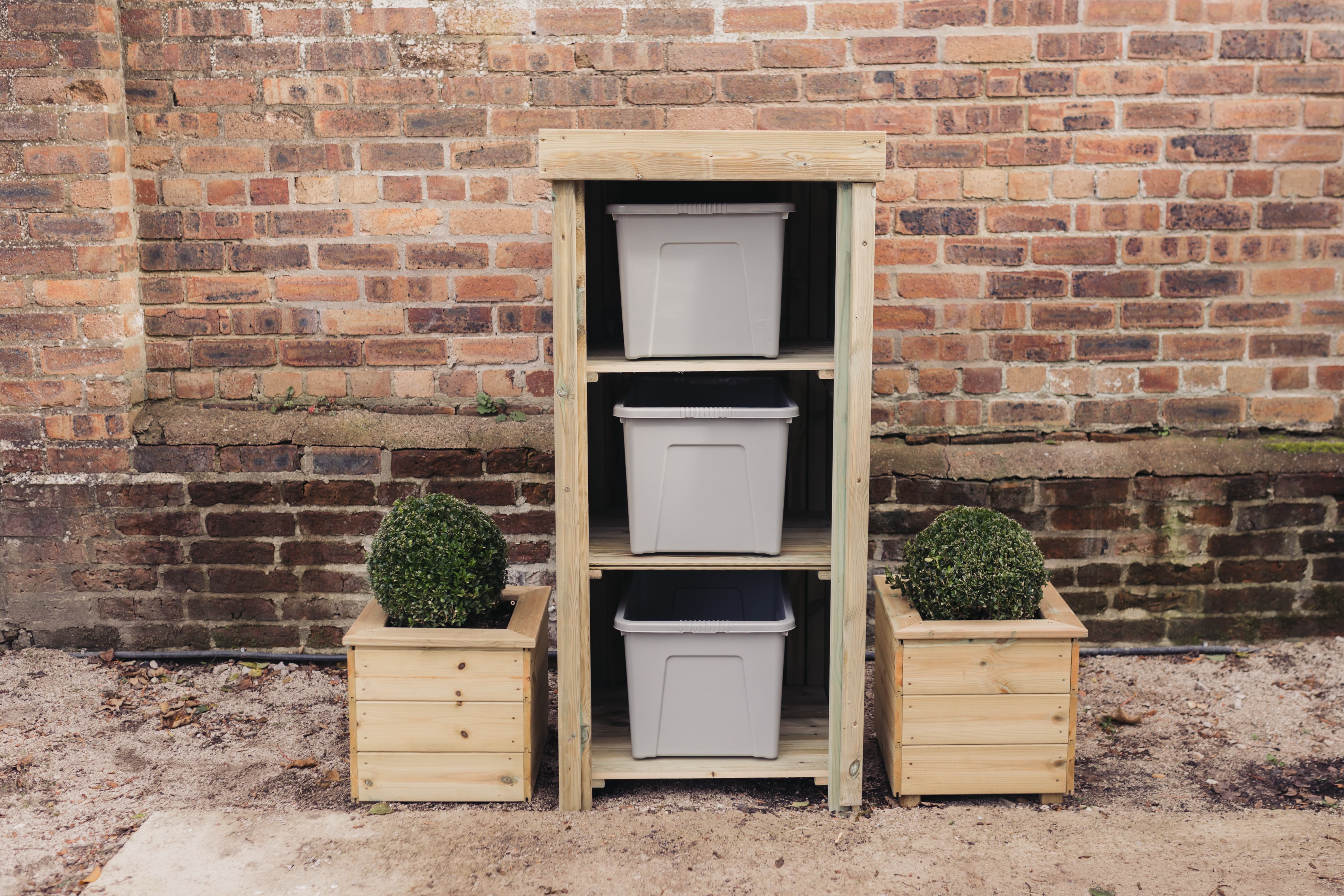 Wooden Recycling Bin & Box Outdoor Shelf Style Storage - Churnet Valley