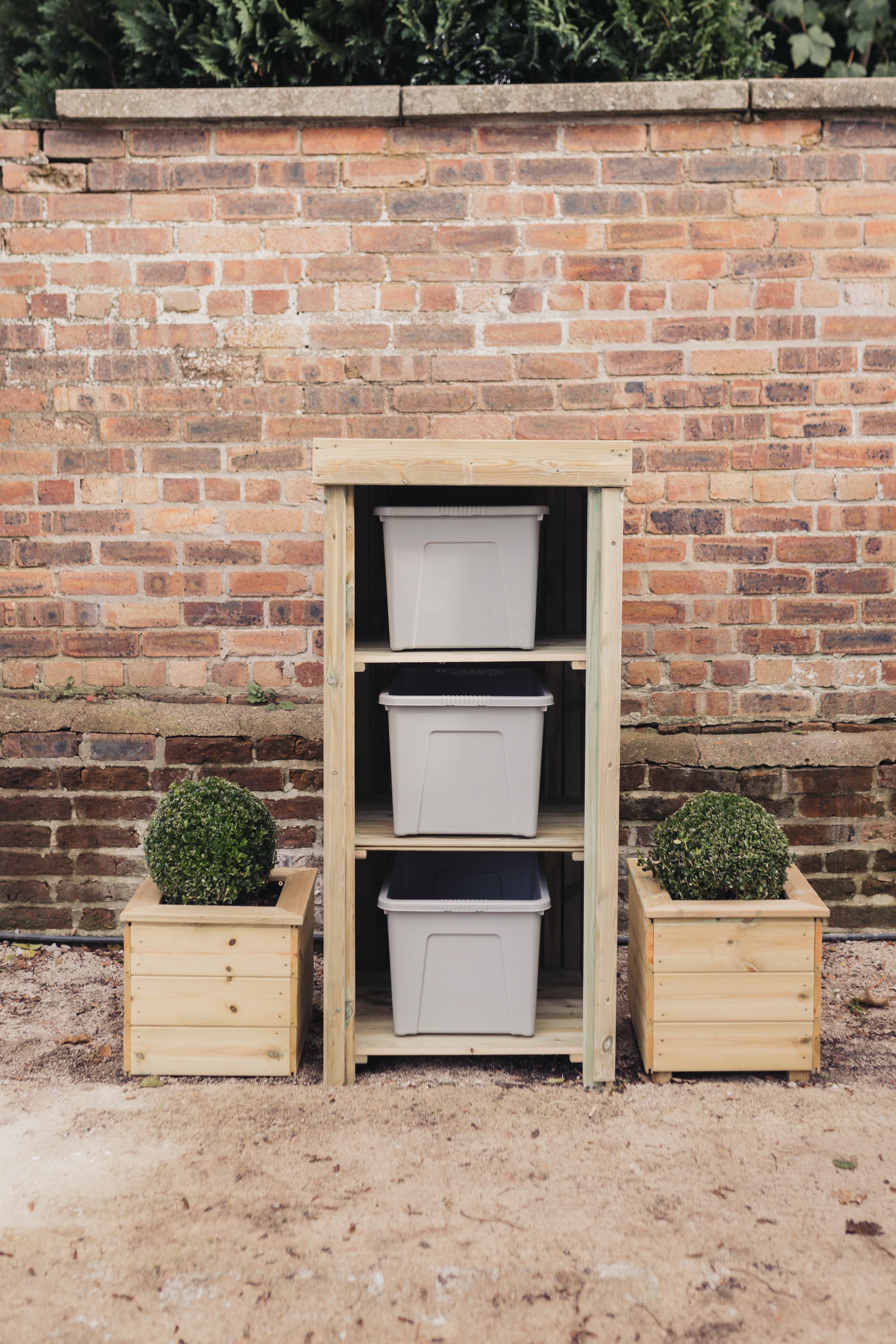 Wooden Recycling Bin & Box Outdoor Shelf Style Storage (Without Door) - Churnet Valley