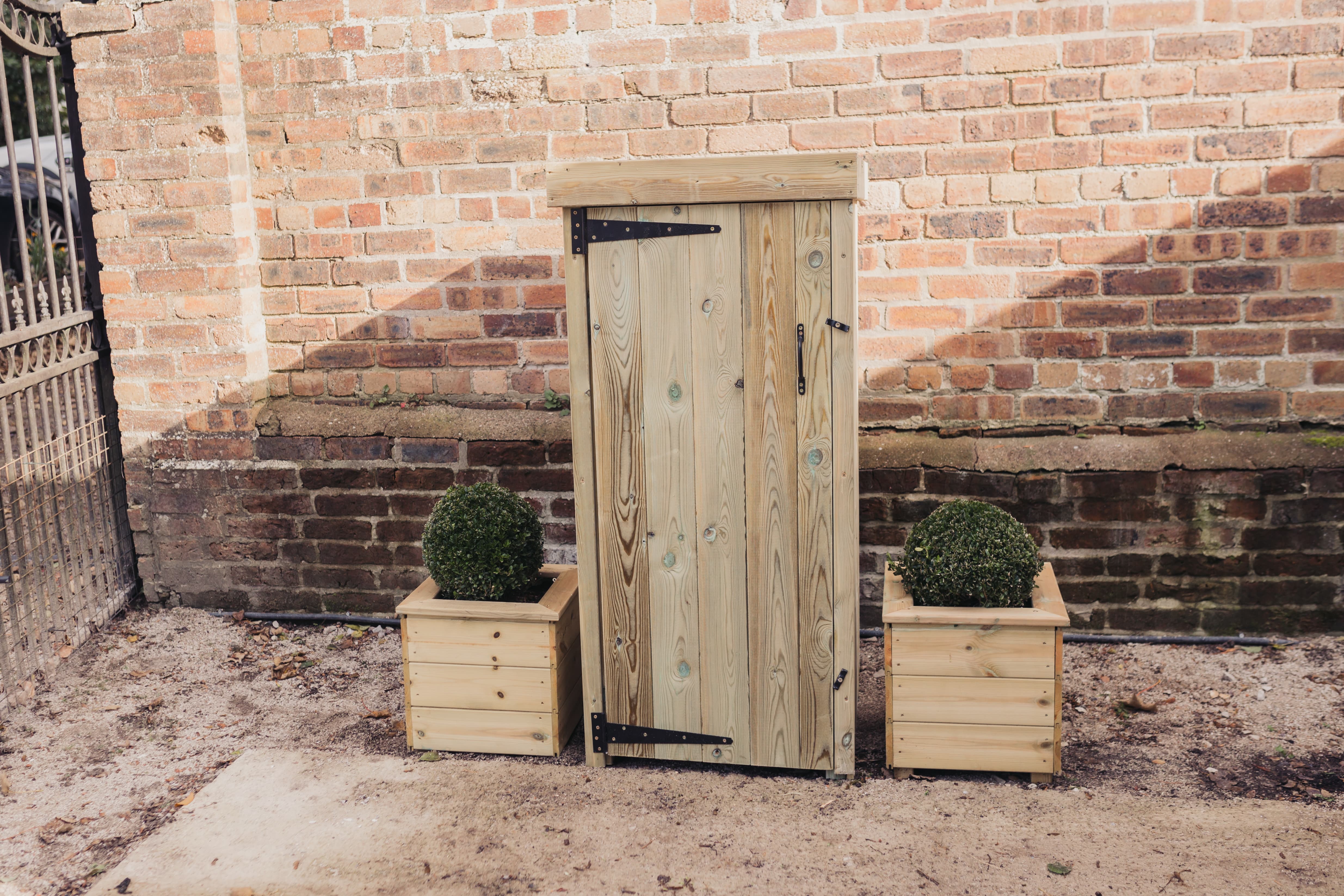 Wooden Recycling Bin & Box Outdoor Shelf Style Storage (With Door) - Churnet Valley