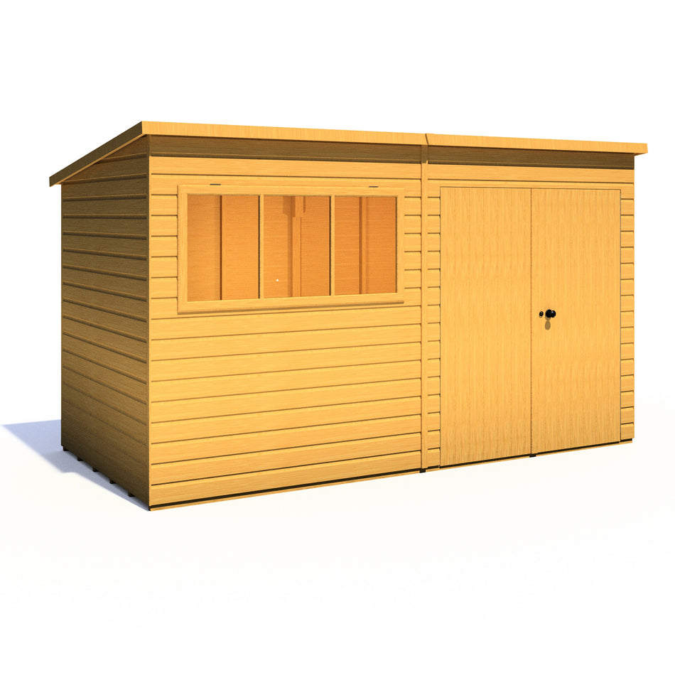Shire 12x6 Ranger Pent Flatpack Garden Shed with Double Doors