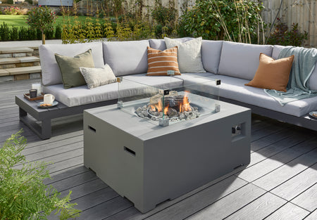 Norfolk Leisure Rectangular Table Gas Fire Pit Cocoon - Grey