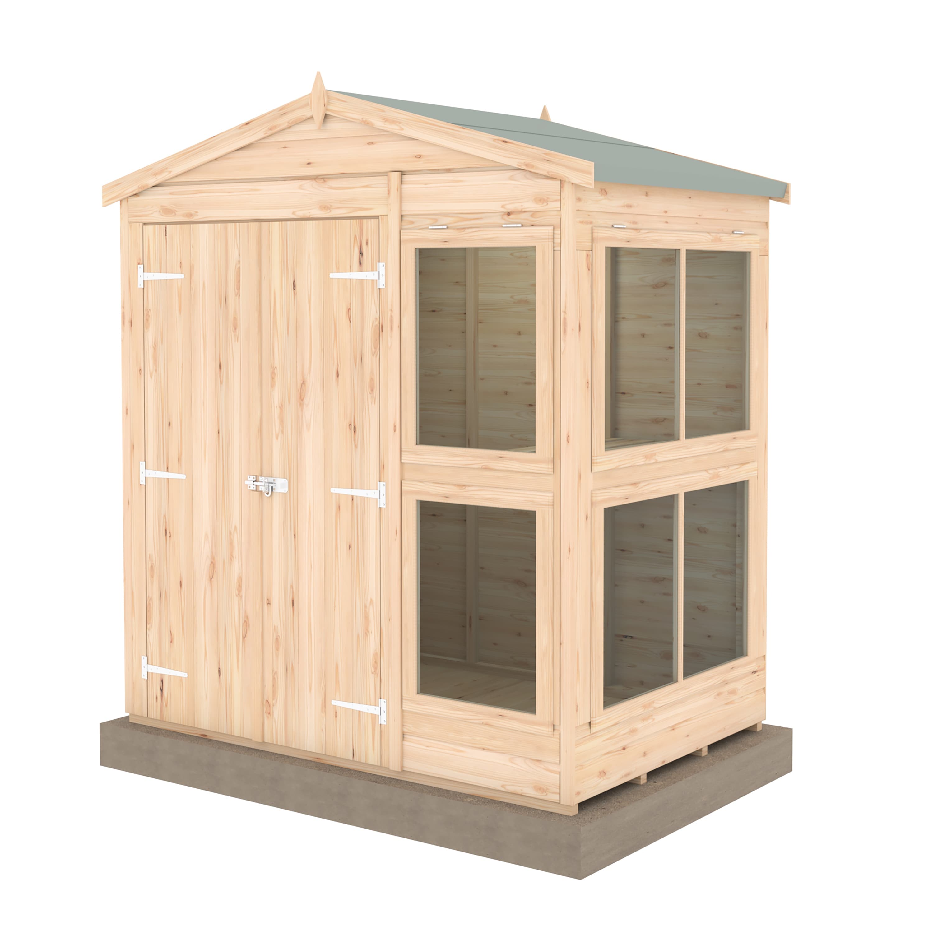 Shire 6x4 Sun Hut Garden Potting Shed with Double Doors