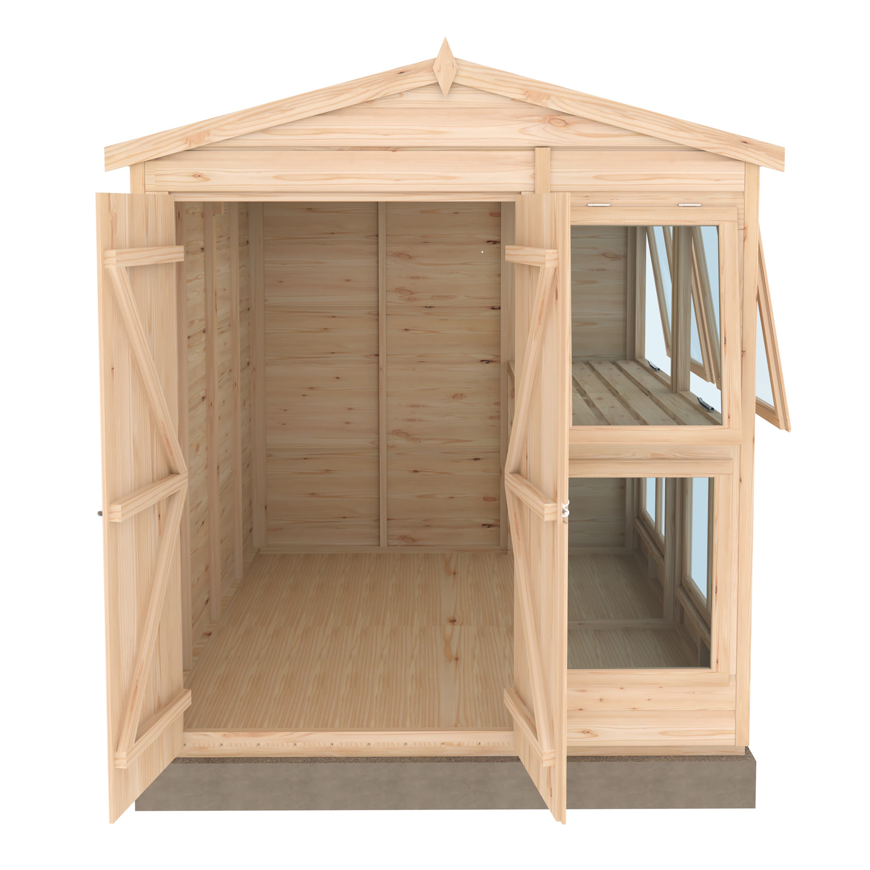 Shire 6x8 Sun Hut Garden Potting Shed with Double Doors